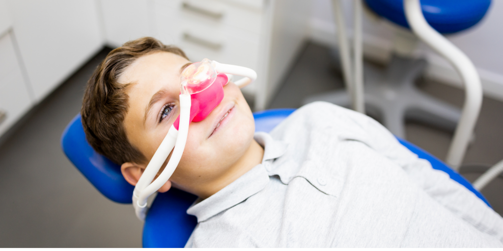 Young patient relaxed with happy gas sedation in the dental chair in Geelong