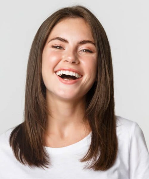 close-up-happy-brunette-girl-white-t-shirt-laughing-smiling-carefree-camera close-up-happy-brunette-girl-white-t-shirt-laughing-smiling-carefree-camera
